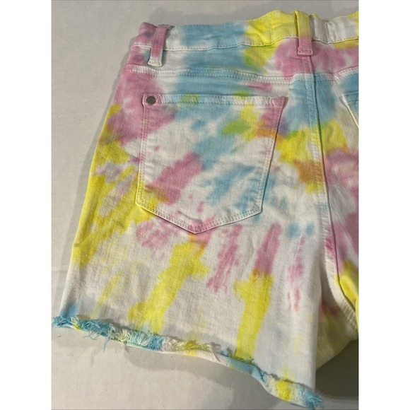 JUDY BLUE Stretch Denim Shorts Pastel Tie Dye Cut Off Raw Hem Women's SZ MED - Picture 13 of 16